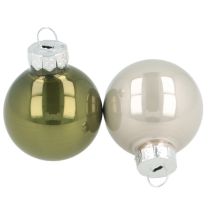 Article Mini boules de Noël en verre vert argent gris Ø3cm 22pcs
