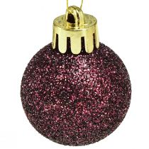 Article Mini boules de Noël en plastique violet Ø3cm H3,5cm 14 pcs