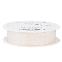 Article Ruban cadeau fleur en organza crème 25 mm 18 m