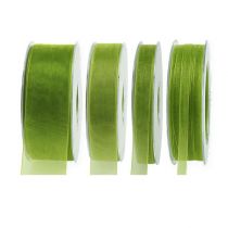 Ruban organza vert ruban cadeau tissé bord vert olive 50m