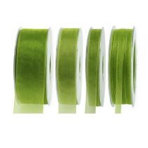 Article Ruban organza vert ruban cadeau tissé bord vert olive 50m