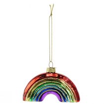 Article Ornement arc-en-ciel en verre - Décoration de sapin de Noël festive aux couleurs brillantes