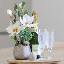 Article Oeufs de Pâques avec rainures Oeuf décoratif en céramique Blanc Gris 7,5 × 9 cm 4 pièces