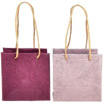 Article Sacs cadeaux en papier avec poignées rose bordeaux 12x12cm 8 pcs