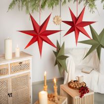 Article Lampe de décoration de Noël en papier étoile en jute rouge 60 x 15 cm