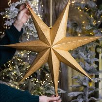 Article Étoile de Noël en papier doré 60 cm avec option d’éclairage
