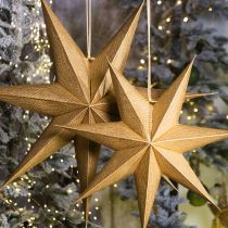 Article Étoile de Noël en papier doré 60 cm avec option d’éclairage