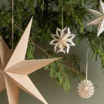 Article Étoiles en papier pour décoration de sapin, étoiles blanches et dorées, Ø15 cm, 6 pièces