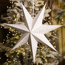 Article Étoile en papier blanche 45 cm avec perforations pour décoration lumineuse de Noël