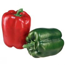 Article Décoration Paprika filet artificiel rouge vert Ø8cm H11,5cm 4 pièces