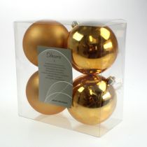 Article Boule de Noël dorée 10cm 4 pcs