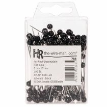 Article Épingles à tête perlée Ø6mm 65mm Noir, métal et plastique, boîte de 100
