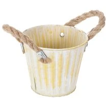 Article Pots en métal avec poignées en corde, Ø12cm H10cm, set de 3 couleurs pastel