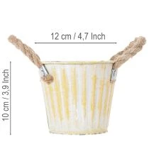 Article Pots en métal avec poignées en corde, Ø12cm H10cm, set de 3 couleurs pastel