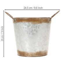 Article Pots à plantes en métal avec poignées, finition rouille, Ø18 cm H20 cm