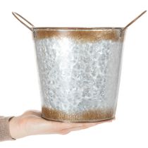 Article Pots à plantes en métal avec poignées, finition rouille, Ø18 cm H20 cm