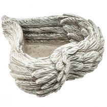 Article Plumes de coeur végétal coeur en pierre moulée gris blanc 13×12×6cm 2pcs