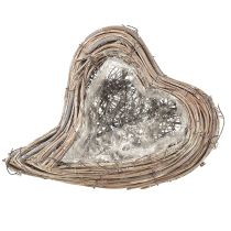 Article Porte-plante en forme de cœur en rotin naturel blanc 20x24x6 cm