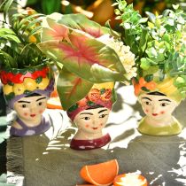 Article Tête de plante fille avec fruit décorative en céramique 13,5 cm 3 pièces