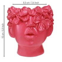 Article Pots décoratifs buste en résine rose 13,5 × 13 × 14 cm