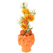 Article Pot de fleurs en forme de buste en forme de tête de plante Orange 13,5 × 13 × 14 cm