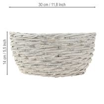 Article Ensemble de 3 paniers à plantes en osier, blanc et gris, style shabby chic.