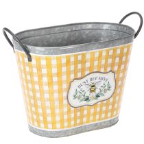 Article Cache-pot ovale en métal décoratif motif abeille 38 × 24 × 29 cm