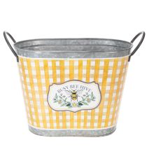 Article Cache-pot ovale en métal décoratif motif abeille 38 × 24 × 29 cm
