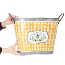 Article Cache-pot ovale en métal décoratif motif abeille 38 × 24 × 29 cm