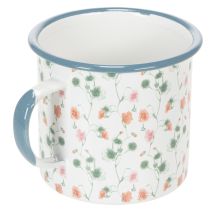 Article Tasse décorative émaillée avec motifs floraux Ø11cm