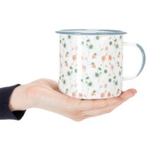 Article Tasse décorative émaillée avec motifs floraux Ø11cm