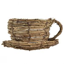 Article Coupe à plantes avec assiette, pot de fleurs en vigne naturelle Ø19cm H9cm