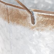 Article Pot de fleurs avec anses, coupe décorative à l'aspect rouillé, récipient en métal argenté Ø26 cm H25,5 cm