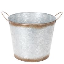 Article Pot déco avec poignées en métal argenté et effet rouille - Ø26cm H25,5cm