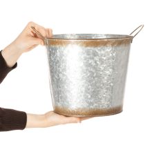 Article Pot déco avec poignées en métal argenté et effet rouille - Ø26cm H25,5cm