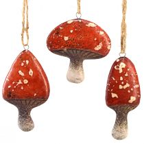 Article Charmants pendentifs champignons rouges avec cordon de jute 3 cm - décoration parfaite d&#39;automne et de Noël - 6 pièces