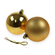 Article Boules de sapin de Noël en plastique doré 8cm 6pcs
