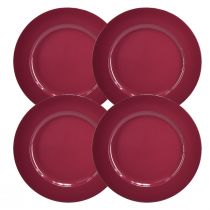 Article Assiettes polyvalentes en plastique rouge foncé – 28 cm, parfaites pour la décoration et l'extérieur – 4 pièces