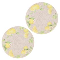 Article Sets de table ronds en feutre gris Summer Lemon 31 cm 2 pièces