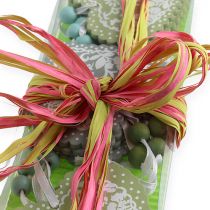 Ruban en raphia Bicolor vert pomme-rose 200 m