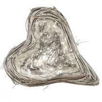 Article Décoration en rotin en forme de cœur, tiges de rotin blanches 20 x 24 cm