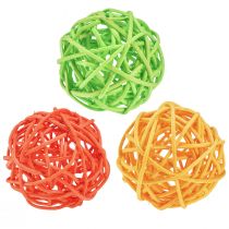 Boules de rotin décoration de table rotin vert jaune orange assorti Ø5cm 24 pièces