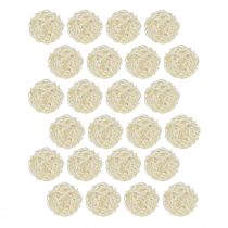 Article Boule en rotin blanchie crème Ø5cm décoration de table lot de 24