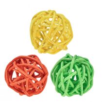 Boule en rotin orange jaune vert boule en rotin Ø3cm 30 pcs