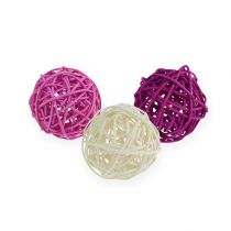 Balle en rotin lilas, mauve, blanc 5 cm 30 p.