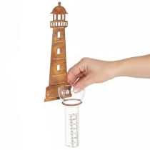 Article Pluviomètre aspect phare rouillé – Pluviomètre décoratif pour jardin et clôture, 41 cm, finition rouille