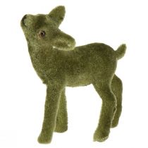 Article Figurines décoratives cerf cerf floqué vert de Noël avec faon en set H9/5,5cm 4 pièces
