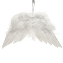 Article Ailes d&#39;ange romantiques en plumes blanches – Décoration de Noël à suspendre 20×12cm 6 pcs