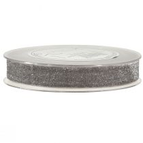 Article Ruban de velours avec ruban décoratif pailleté velours gris argent 20mm 10m