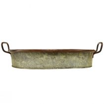 Article Plateau ovale en métal avec poignée, couleur rouille, 46/52 cm, lot de 2